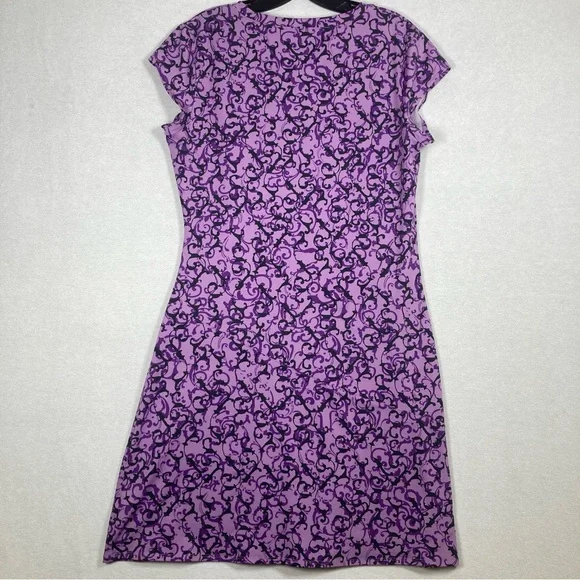 Athleta Women’s A-Line Mini Dress Faux Wrap V-Neck Cap Sleeve MP Purple - Picture 4 of 11